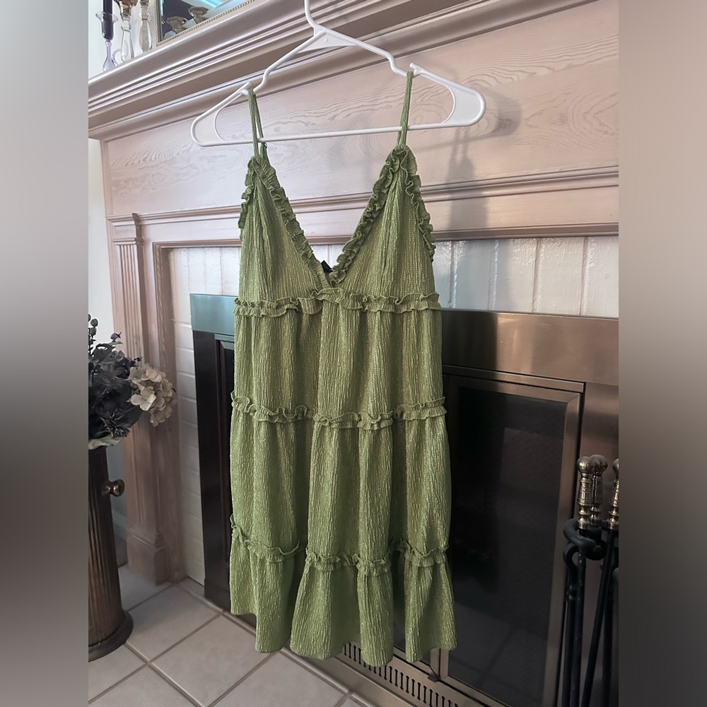 Green ruffle dress